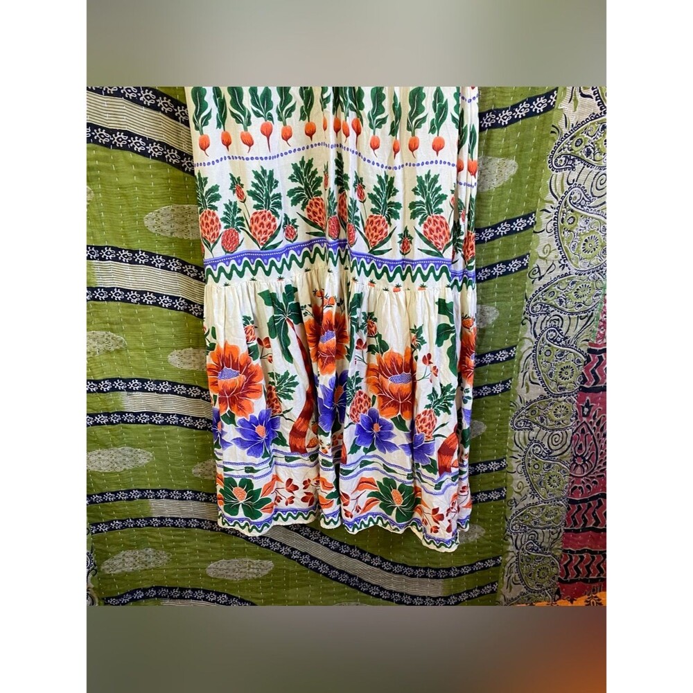 FARM Rio for Anthropologie Printed V-Neck Kaftan Maxi Cut-Out Dress Size Small - Picture 9 of 15